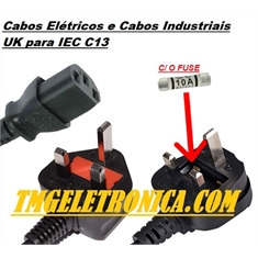 CABO DE FORÇA TRIPOLAR IEC 320 C13 & UK, AC power plugs and sockets Socket Power Cord - CABO DE FORÇA TRIPOLAR IEC 320 C13 & UK, AC power plugs - 1,5METROS